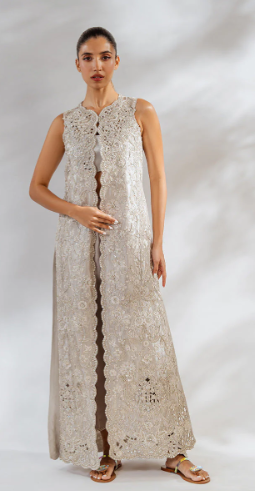 Scalloped Net Dupatta with Lina