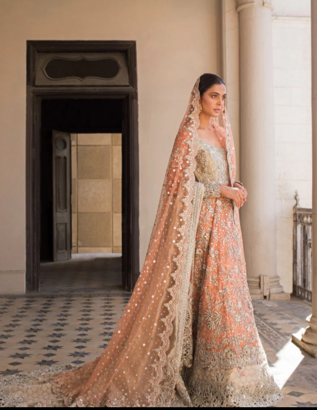 Reena Bridal in Tissue with Scalloped Net Dupatta Customized Link