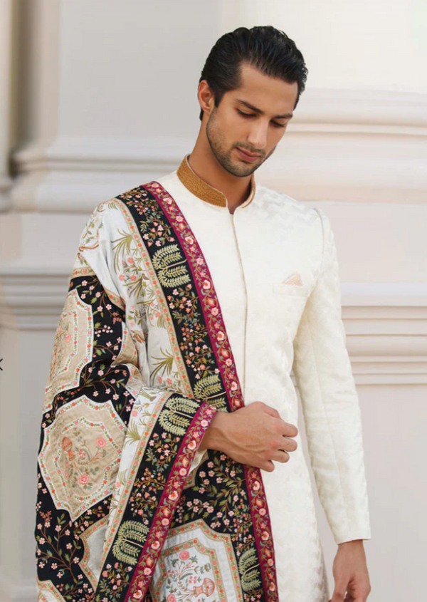 Self Jamawar shawl with 4 sides border