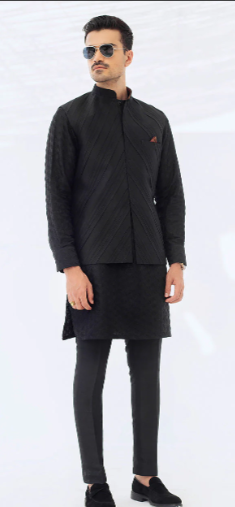 Black Raw Silk Pants Customized