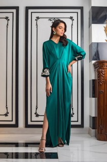Crepe Chiffon in Teal Color-Customized