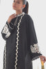 Black Raw Silk Kurta With An Embroidered Scallop Collar And Cutout Sleeve Detailing