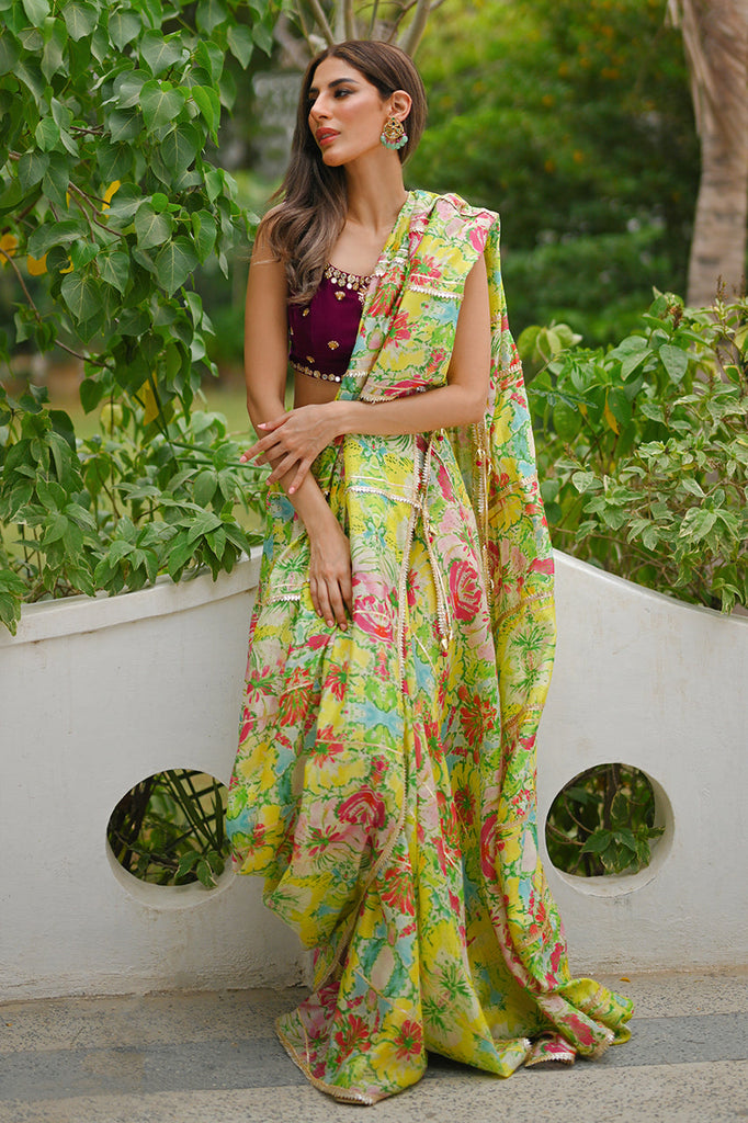 Choli & Saree-Khaddi Silk