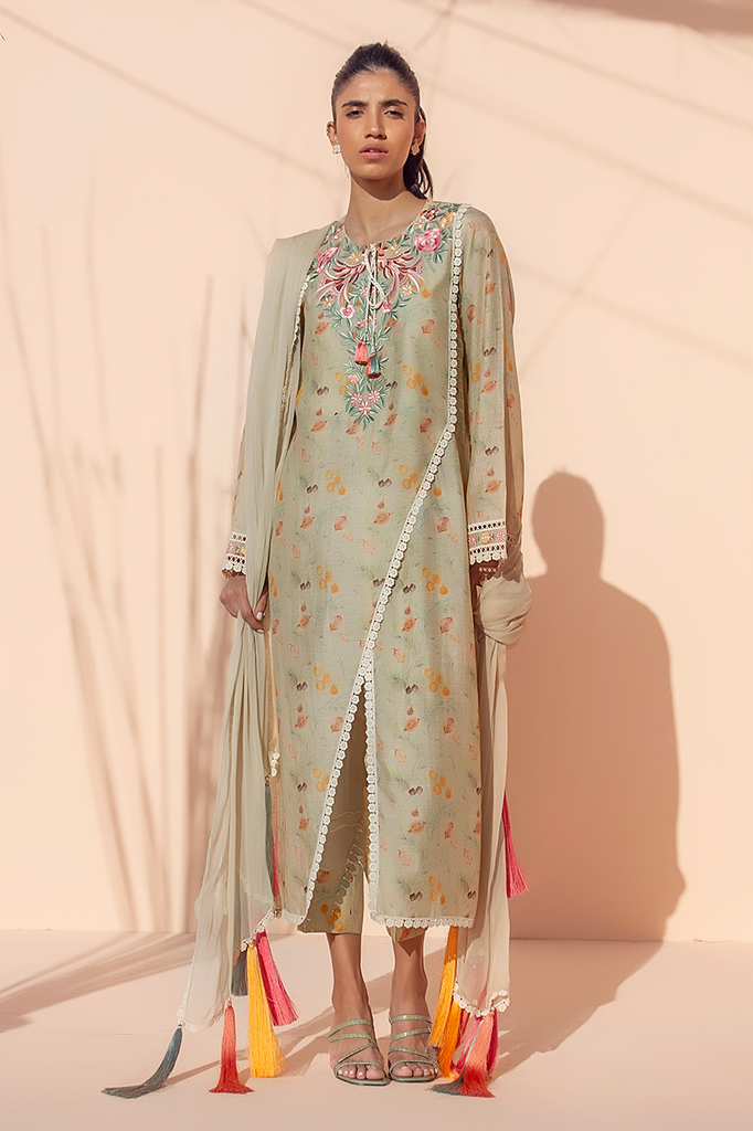 Shirt & Dupatta-Khaddi Silk