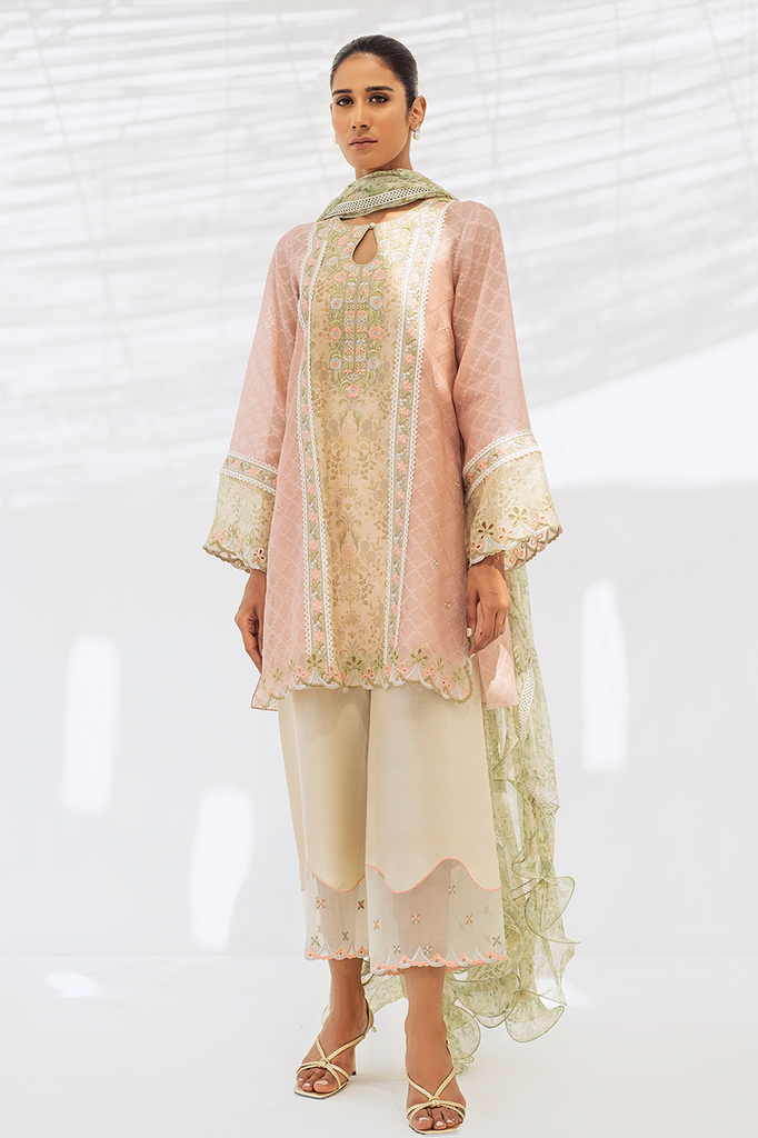 Shirt & Dupatta-Cotton Net