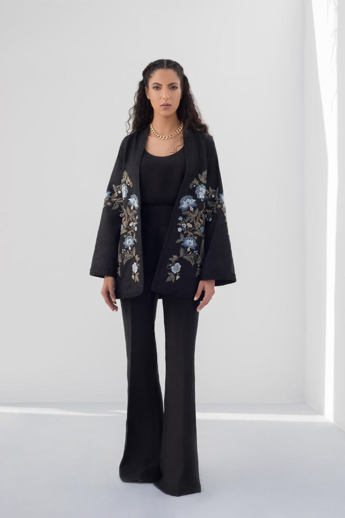 Green Embroidered Kimono Jacket With Trousers  Bustier Design by Varun  Bahl at Pernias Pop Up Shop 2023